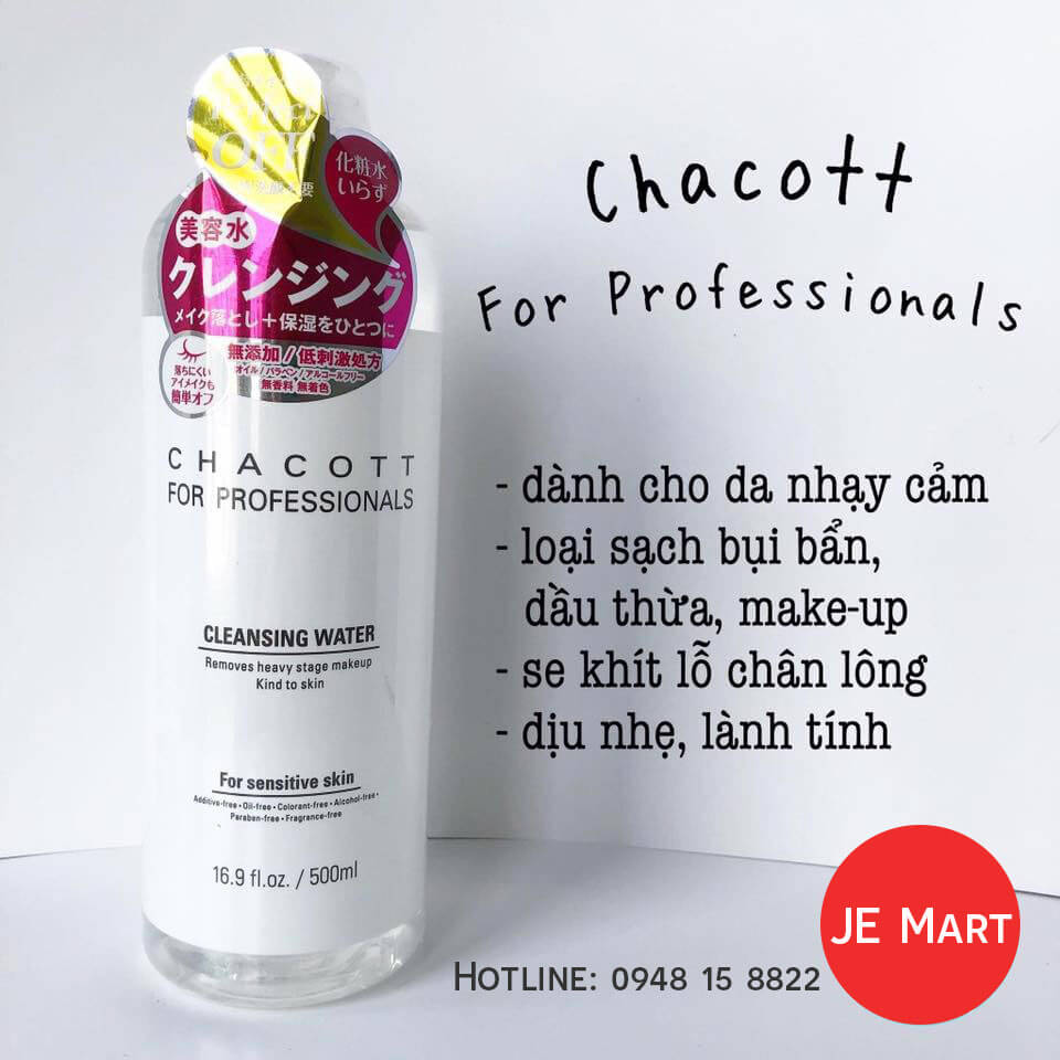 Review tẩy trang Chacott for professionals cleansing water 500ml