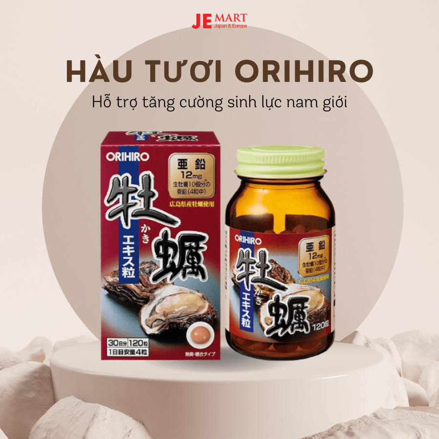 Viên uống Tinh Chất Hàu Tươi Orihiro 120 Viên Nhật Bản 9 Viên uống Tinh Chất Hàu Tươi Orihiro 120 Viên Nhật Bản