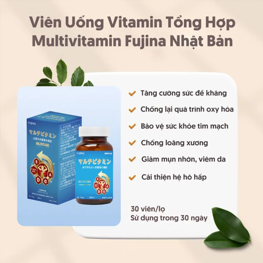 Viên bổ sung vitamin tổng hợp Multi Vitamin Fujina 60 viên - Ảnh 2